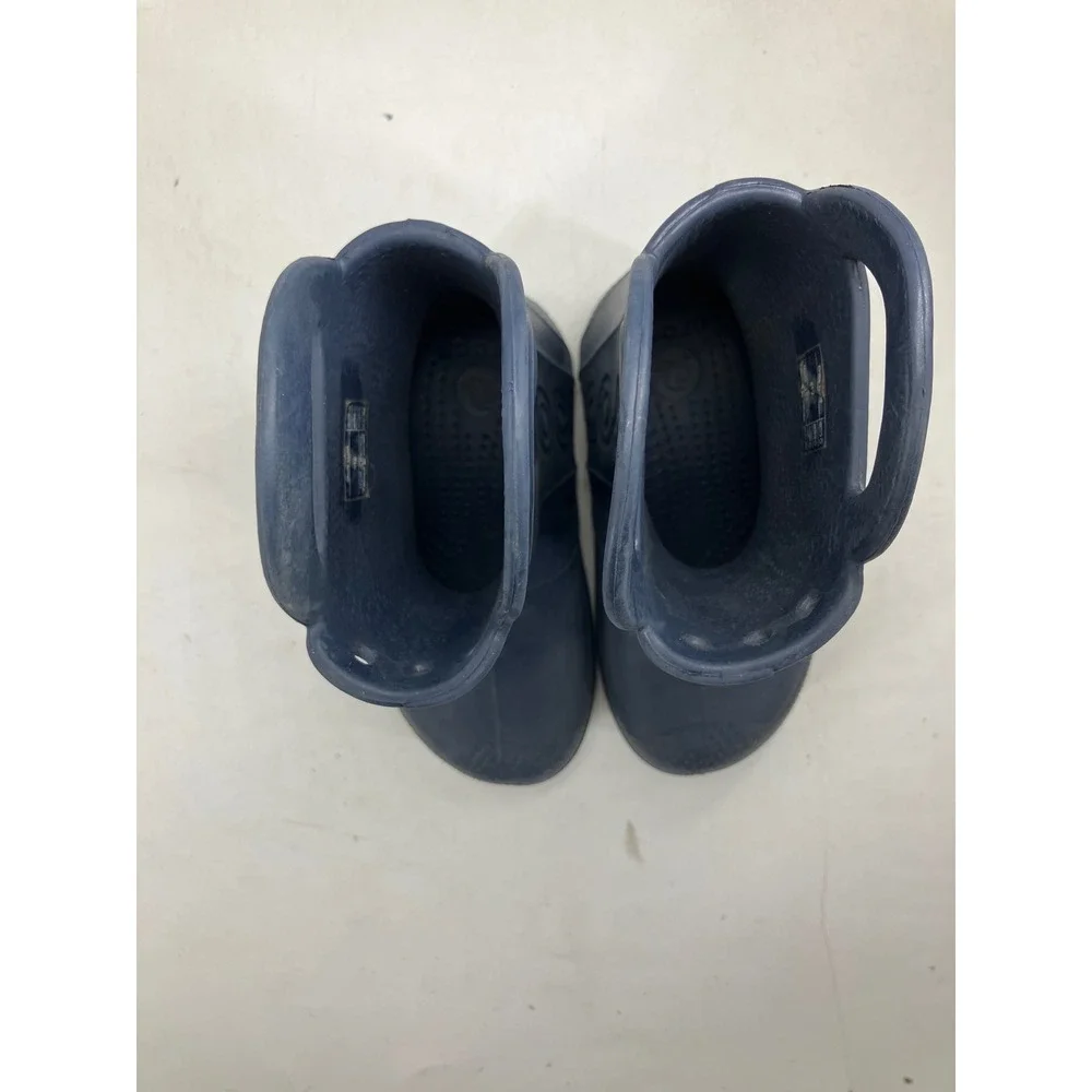 Crocs Rain Boots Unisex Kids C10 Navy Blue Excellent Handle It Waterproof 12803